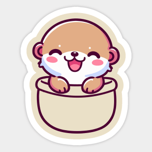 Cute Otter In Pocket Kawaii Peeking Animal Lover Sticker